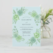 Sky Blue Botanical Flourish Wedding 招待状 (スタンド正面)