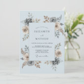 Sky Blue Botanical Romance Wedding 招待状 (スタンド正面)