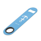 Sky Blue Bottle Opener Custom Text Bar Key Gift スピード栓抜き (正面アングル)