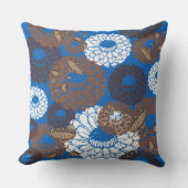 Sky Blue Broun Flower Throw Pillow クッション (正面)