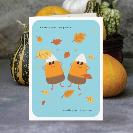 Sky Blue | Chocolate Candy Corn Couple | Fall シーズンカード