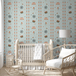 Sky Blue Circus & Stripes for Boys Nursery 壁紙