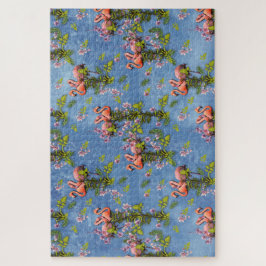 Sky blue cloudy and Flamingo's Repeat Print ジグソーパズル