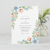 Sky Blue Coral Blossom Wedding 招待状 (スタンド正面)