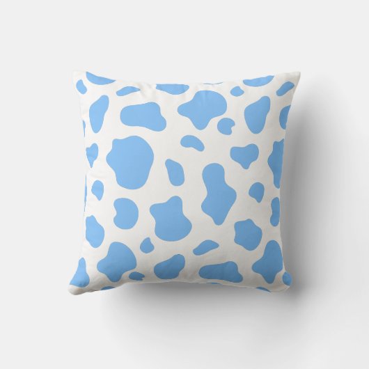 Sky Blue Cow Print Decorative Pillow クッション (裏面)