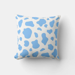 Sky Blue Cow Print Decorative Pillow クッション