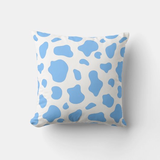 Sky Blue Cow Print Decorative Pillow クッション (正面)