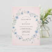 Sky Blue Dainty Blush Wildflower Wedding 招待状 (スタンド正面)