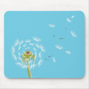 Sky Blue dandelion floral nature マウスパッド