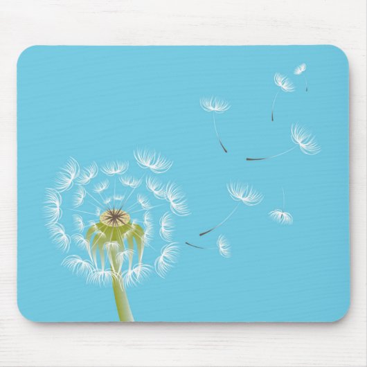 Sky Blue dandelion floral nature マウスパッド (正面)