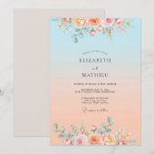 Sky Blue Dreamy Sunset Wedding 招待状 (正面/裏面)