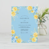 Sky Blue Floral Arrangement Wedding 招待状 (スタンド正面)