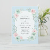 Sky Blue Floral Brushstroke Wedding 招待状 (スタンド正面)