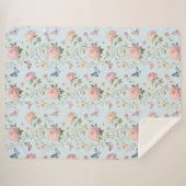 Sky Blue Floral Butterfly Blanket シェルパブランケット (正面(横))