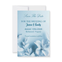 Sky Blue Floral Save The Date Card