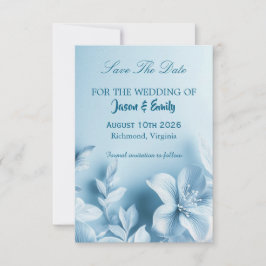 Sky Blue Floral Save The Date Card セーブザデート