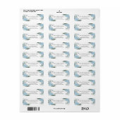 Sky Blue Floral Silver Quinceañera Return Address ラベル (フルシート)