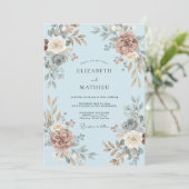 Sky Blue Floral Wedding 招待状 (スタンド正面)