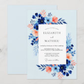 Sky Blue Fresh Coastal Wedding 招待状 (正面/裏面)