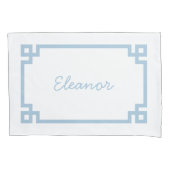 Sky Blue Greek Key Monogram Standard Pillow Case 枕カバー (正面)