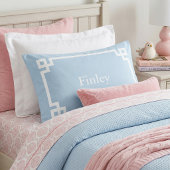 Sky Blue Greek Key Monogram Standard Pillow Case 枕カバー