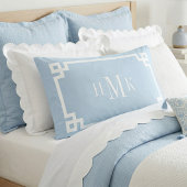 Sky Blue Greek Key Monogram Standard Pillow Case 枕カバー