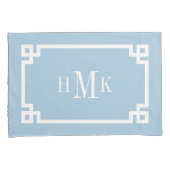 Sky Blue Greek Key Monogram Standard Pillow Case 枕カバー (正面右)
