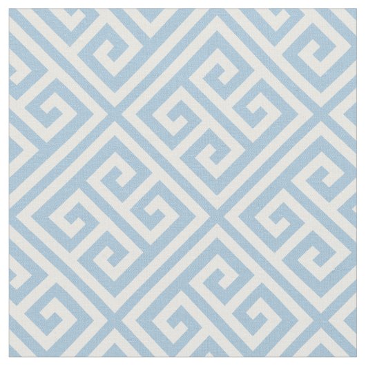 Sky Blue Greek Key Pattern ファブリック (クローズアップ)