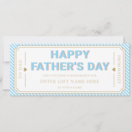 Sky Blue Happy Father's Day Gift Voucher Card 招待状 (正面)