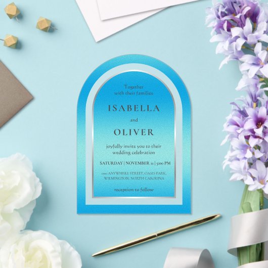Sky blue light gradient wedding アクリル招待状 (インサイチュ (ウェディング))