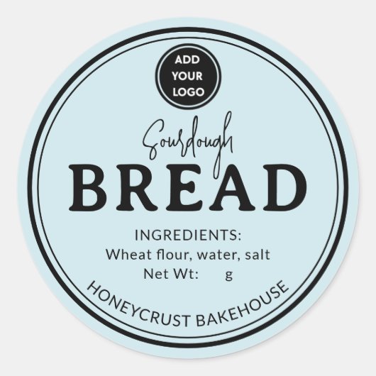 Sky Blue Logo Bakery Sourdough Bread Sticker ラウンドシール (正面)