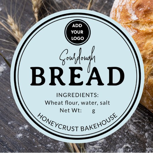 Sky Blue Logo Bakery Sourdough Bread Sticker ラウンドシール