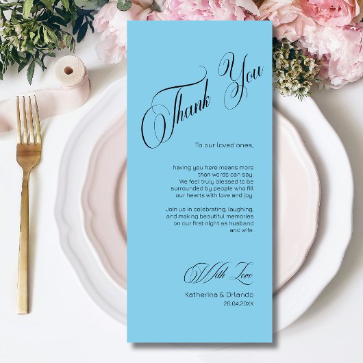 Sky Blue Modern Place Setting Thank You Card プログラム