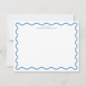 Sky Blue Modern Wavy Border Note Card 招待状 (正面)
