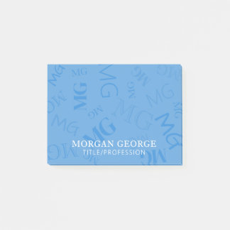 Sky Blue Myriad of Monograms With Your Name ポストイット