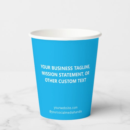 Sky Blue Paper Cups Custom Business Logo 8 oz 紙コップ (裏面)