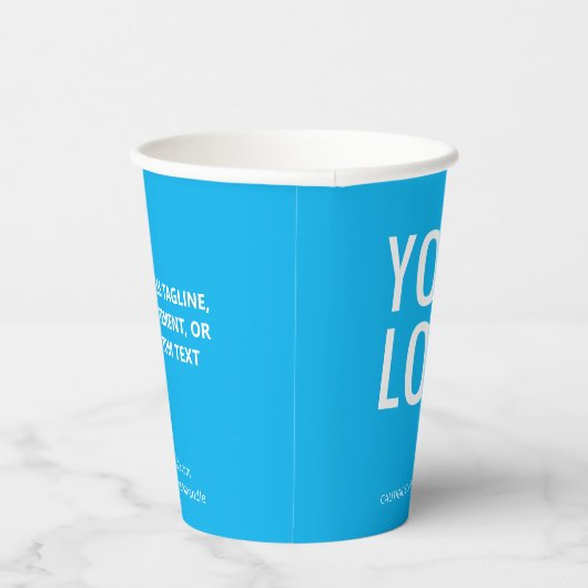 Sky Blue Paper Cups Custom Business Logo 8 oz 紙コップ (右)