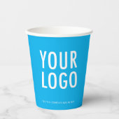 Sky Blue Paper Cups Custom Business Logo 8 oz 紙コップ (正面)