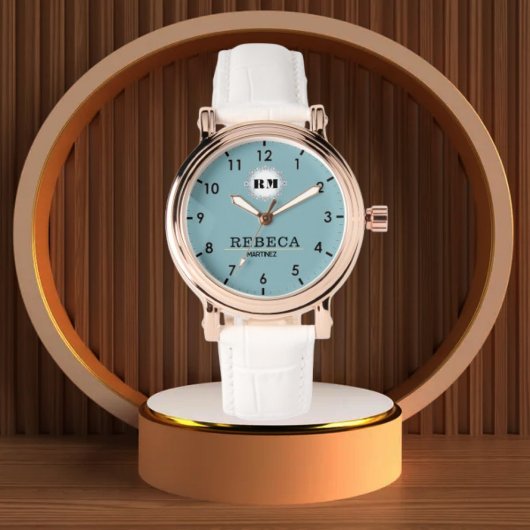 Sky Blue Personalized Custom Monogram Elegant  腕時計