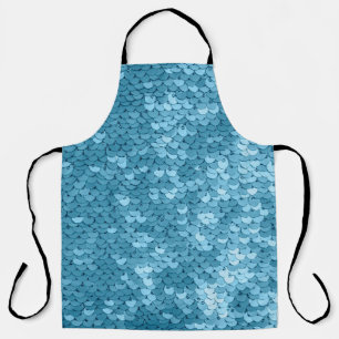 Sky blue shiny fabric with sequins, abstract backg エプロン