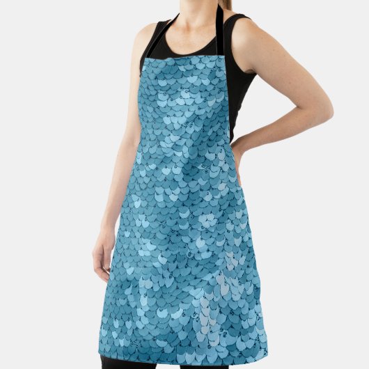 Sky blue shiny fabric with sequins, abstract backg エプロン (インサイチュ)