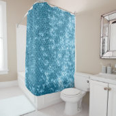 Sky blue shiny fabric with sequins, abstract backg シャワーカーテン (インサイチュ)