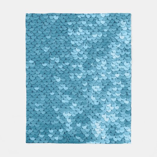 Sky blue shiny fabric with sequins, abstract backg フリースブランケット (正面)