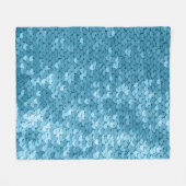 Sky blue shiny fabric with sequins, abstract backg フリースブランケット (正面(横))