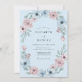 Sky Blue Soft Botanical Wedding 招待状 (正面)