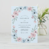 Sky Blue Soft Botanical Wedding 招待状 (スタンド正面)