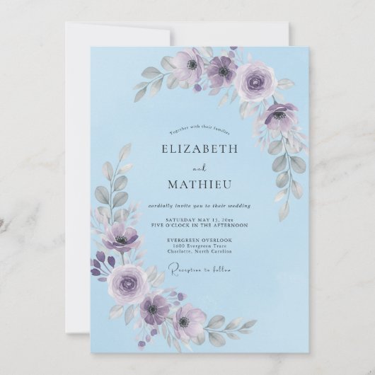 Sky Blue Splendid Winter Wedding 招待状 (正面)