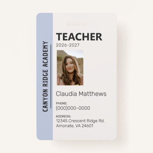 Sky Blue Stripe Homeschool Educator ID Badge バッジ (正面)
