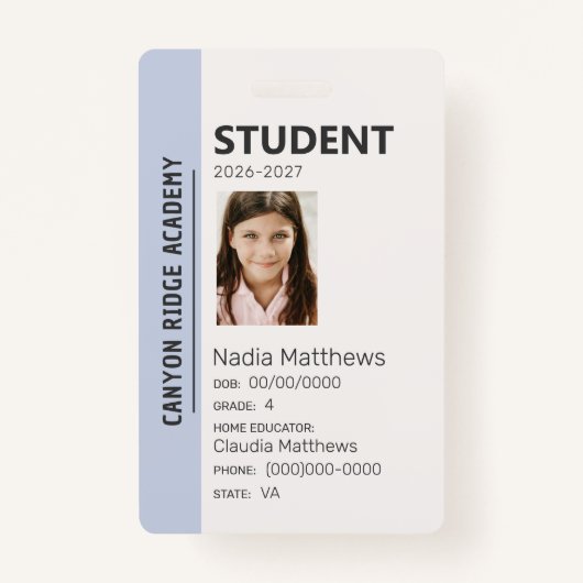 Sky Blue Stripe Homeschool Student ID Badge バッジ (正面)
