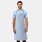 Sky Blue Stripe Pattern Apron エプロン (着用した状態)